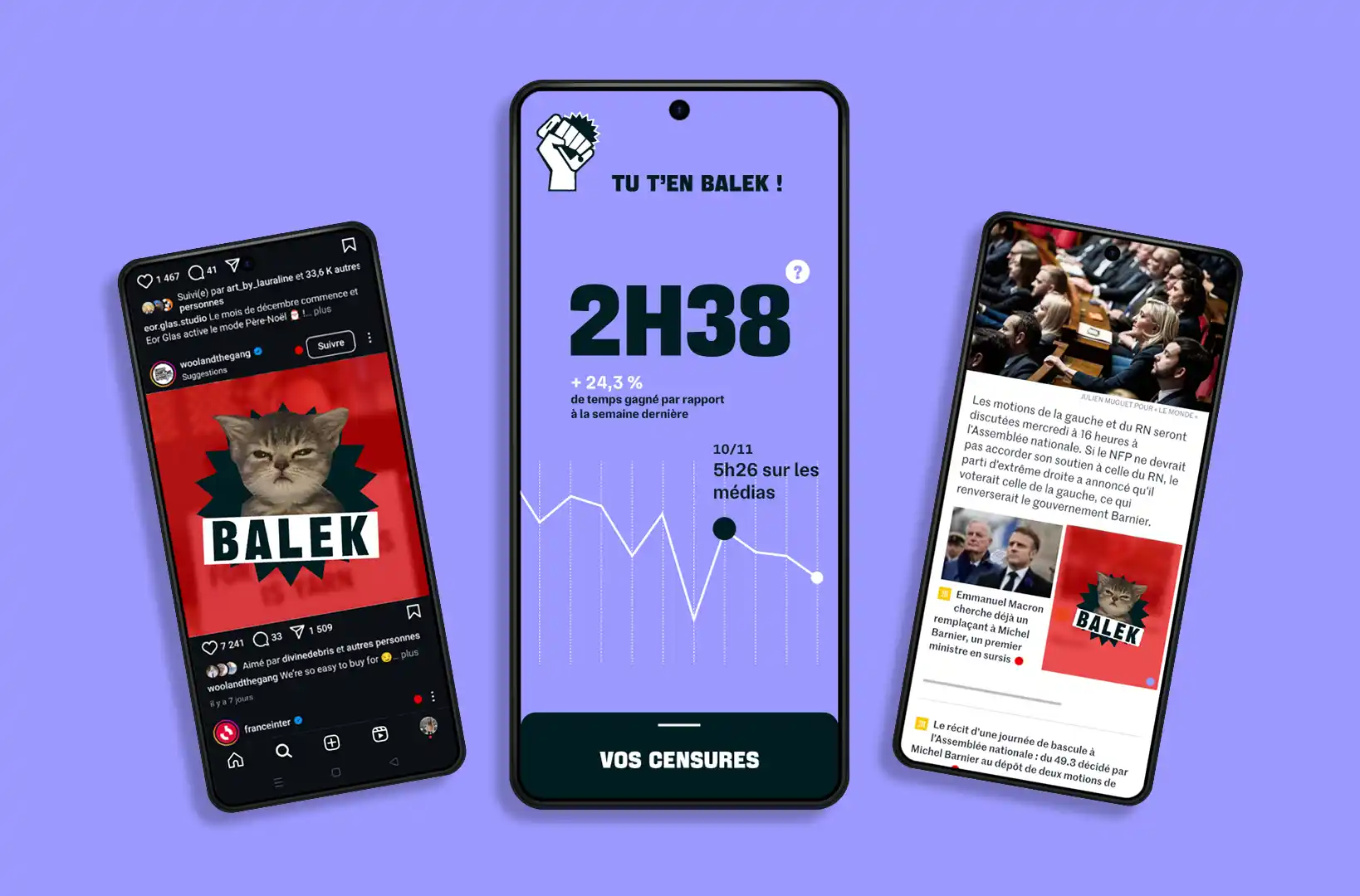 Trois interfaces de téléphones