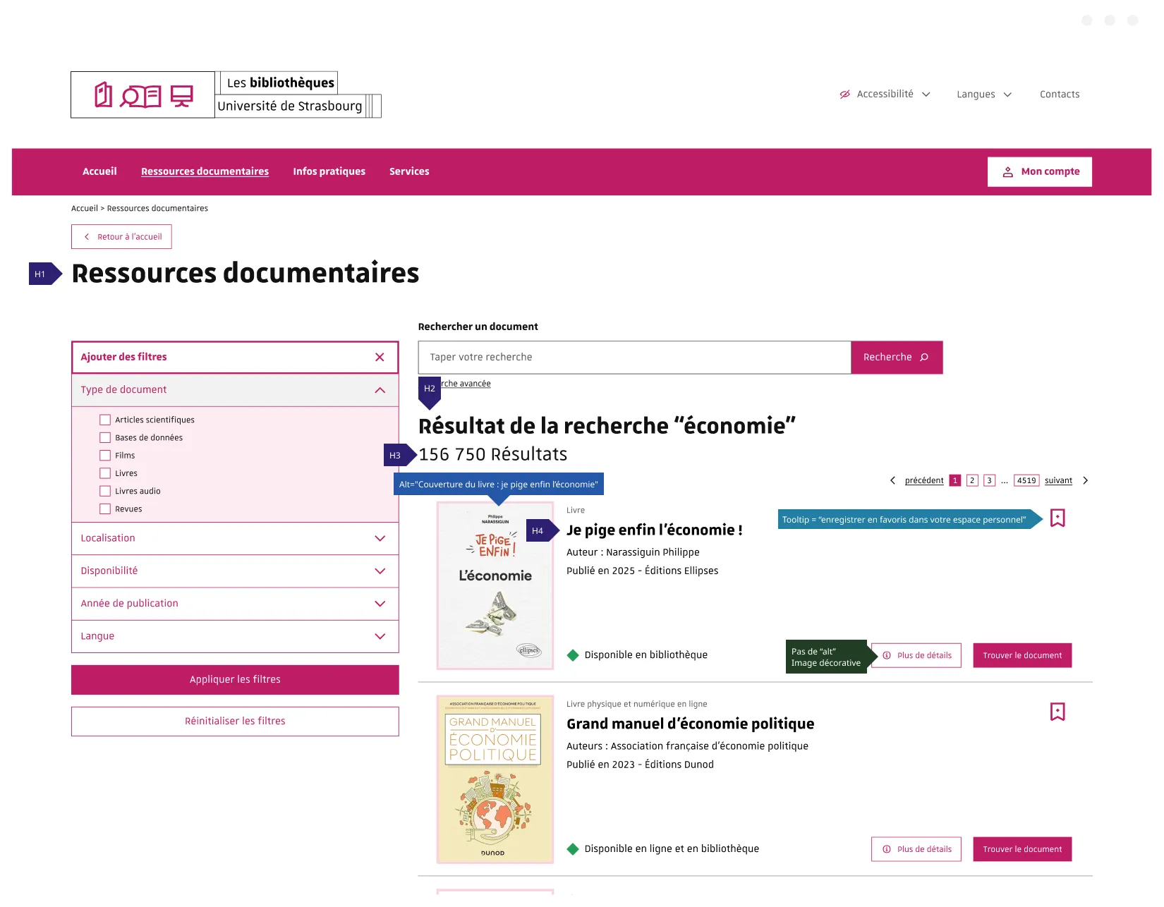 Interface avec annotations pour le développement