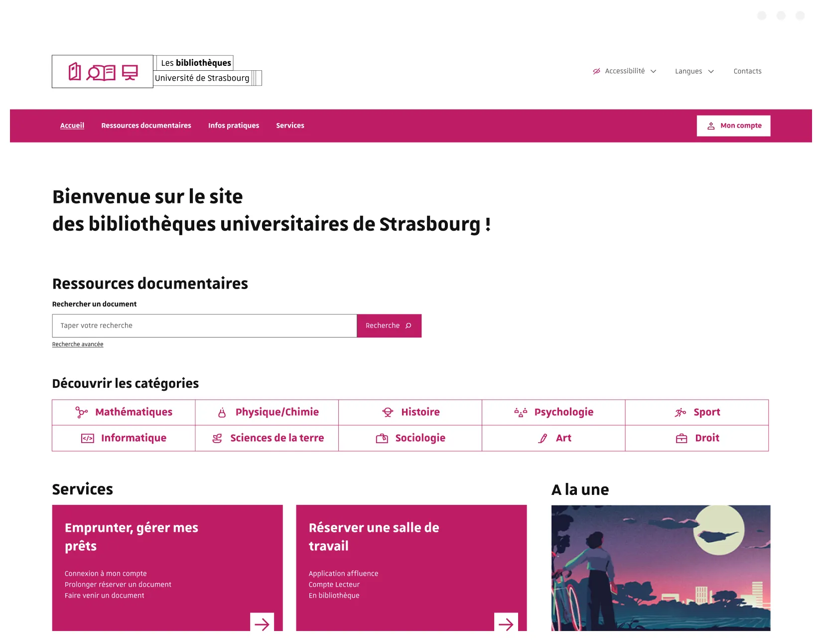 Page d'accueil de la refonte