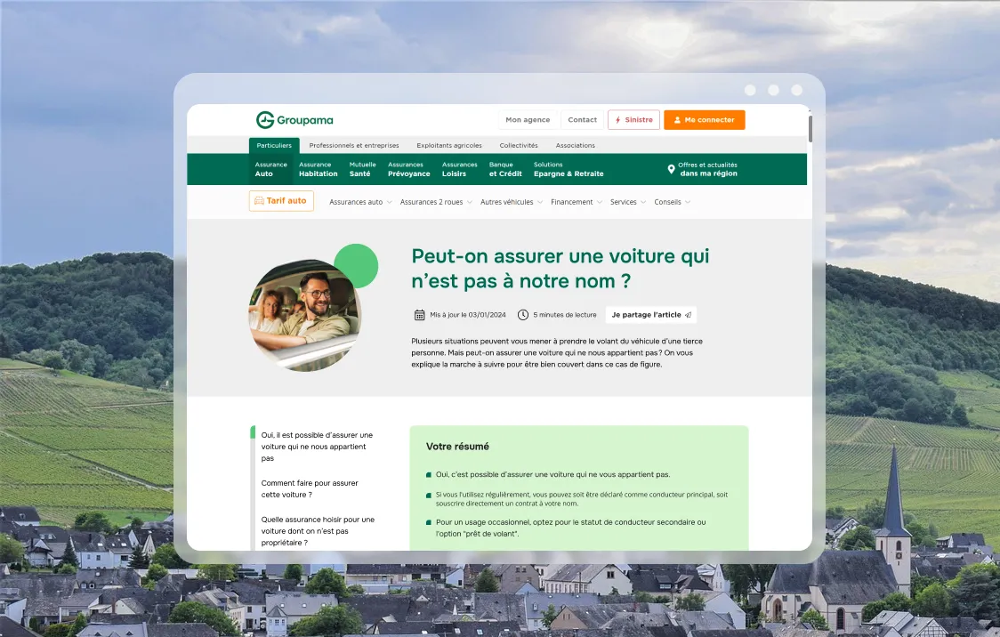 Interface d'une page conseil
